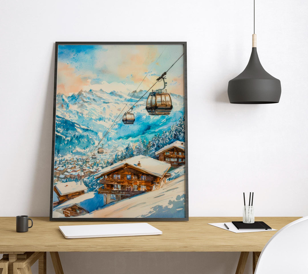 Verbier Watercolor Poster Wall Art Verbier Wall Hanging Home Décor Verbier Gift Art Lovers Switzerland Wall Art