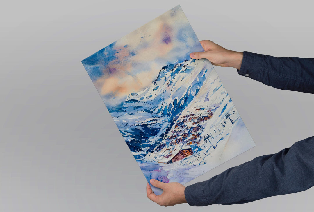 Val Thorens Watercolor Poster Wall Art Val Thorens Wall Hanging Home Décor Val Thorens Gift Art Lovers France Wall Art