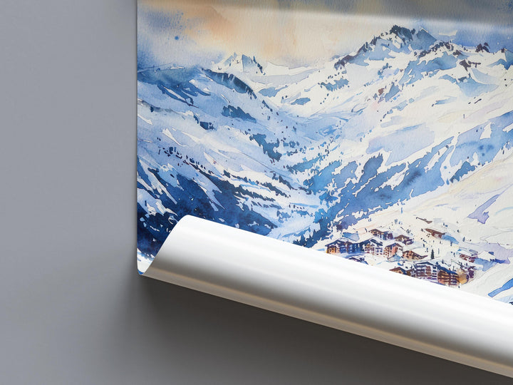 Val Thorens Watercolor Poster Wall Art Val Thorens Wall Hanging Home Décor Val Thorens Gift Art Lovers France Wall Art