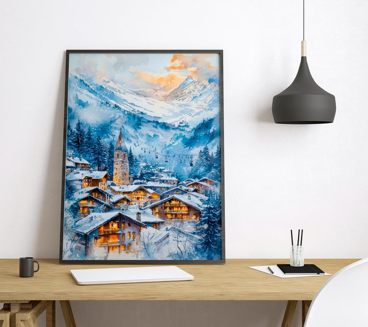 Val d'Isère Watercolor Poster Wall Art Val d'Isère Wall Hanging Home Décor Val d'Isère Gift Art Lovers France Wall Art