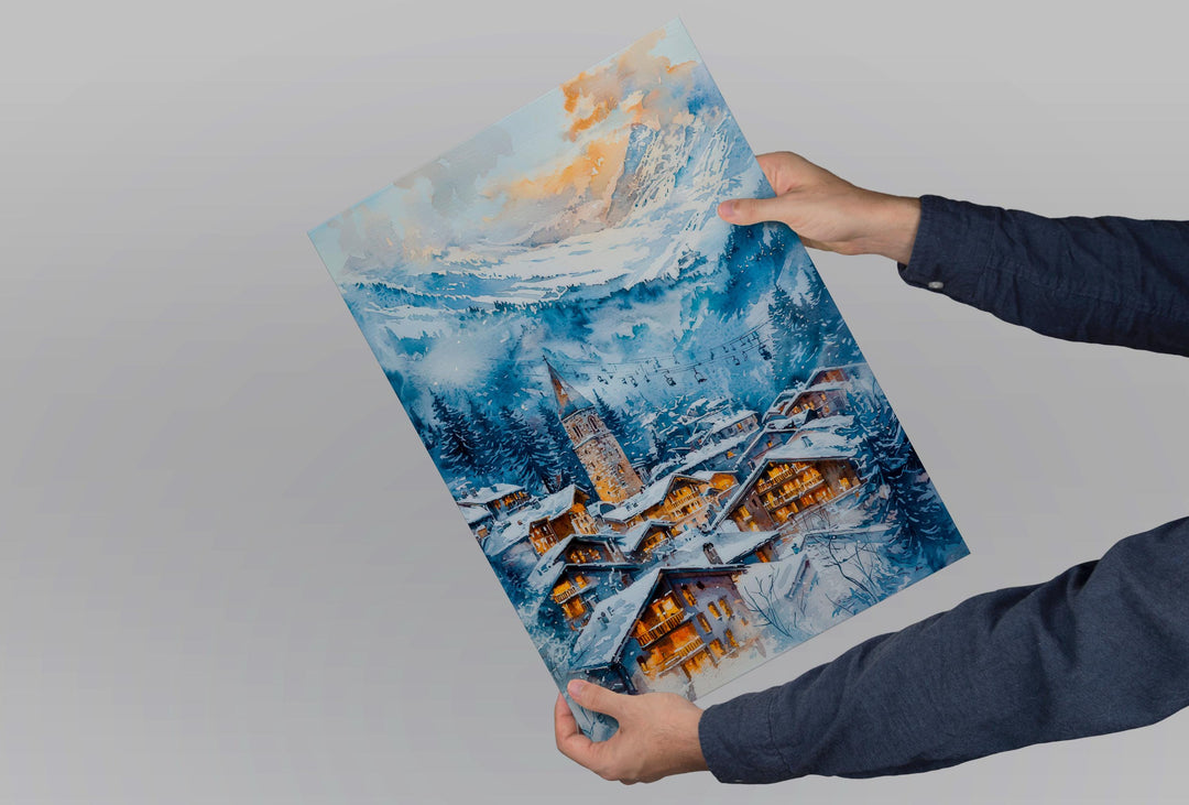Val d'Isère Watercolor Poster Wall Art Val d'Isère Wall Hanging Home Décor Val d'Isère Gift Art Lovers France Wall Art
