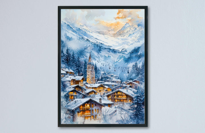 Val d'Isère Watercolor Poster Wall Art Val d'Isère Wall Hanging Home Décor Val d'Isère Gift Art Lovers France Wall Art