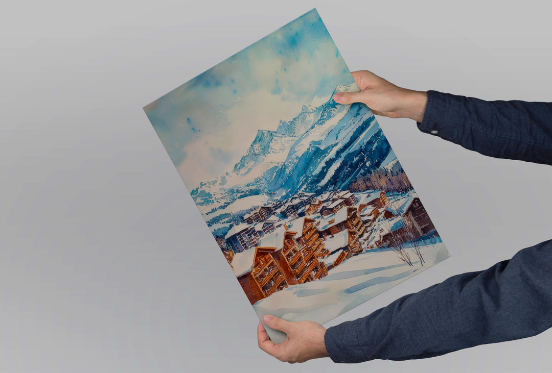 Les Deux Alpes Watercolor Poster Wall Art Les Deux Alpes Wall Hanging Home Décor Les Deux Alpes Gift Art Lovers France Wall Art
