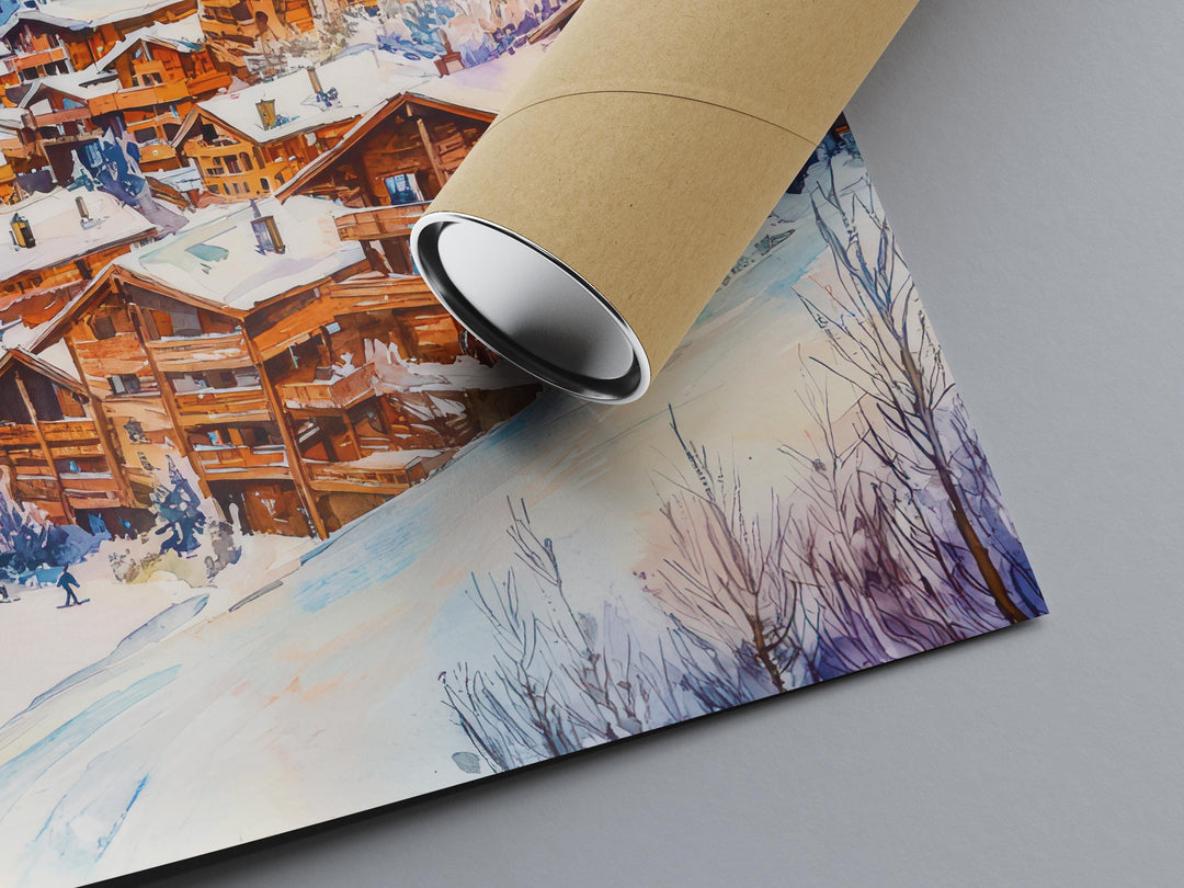 Les Arcs Watercolor Poster Wall Art Les Arcs Wall Hanging Home Décor Les Arcs Gift Art Lovers France Wall Art