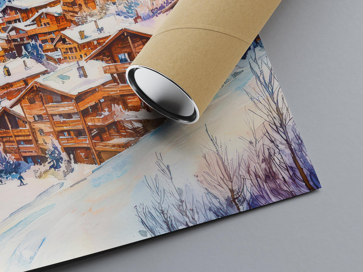 Les Arcs Watercolor Poster Wall Art Les Arcs Wall Hanging Home Décor Les Arcs Gift Art Lovers France Wall Art