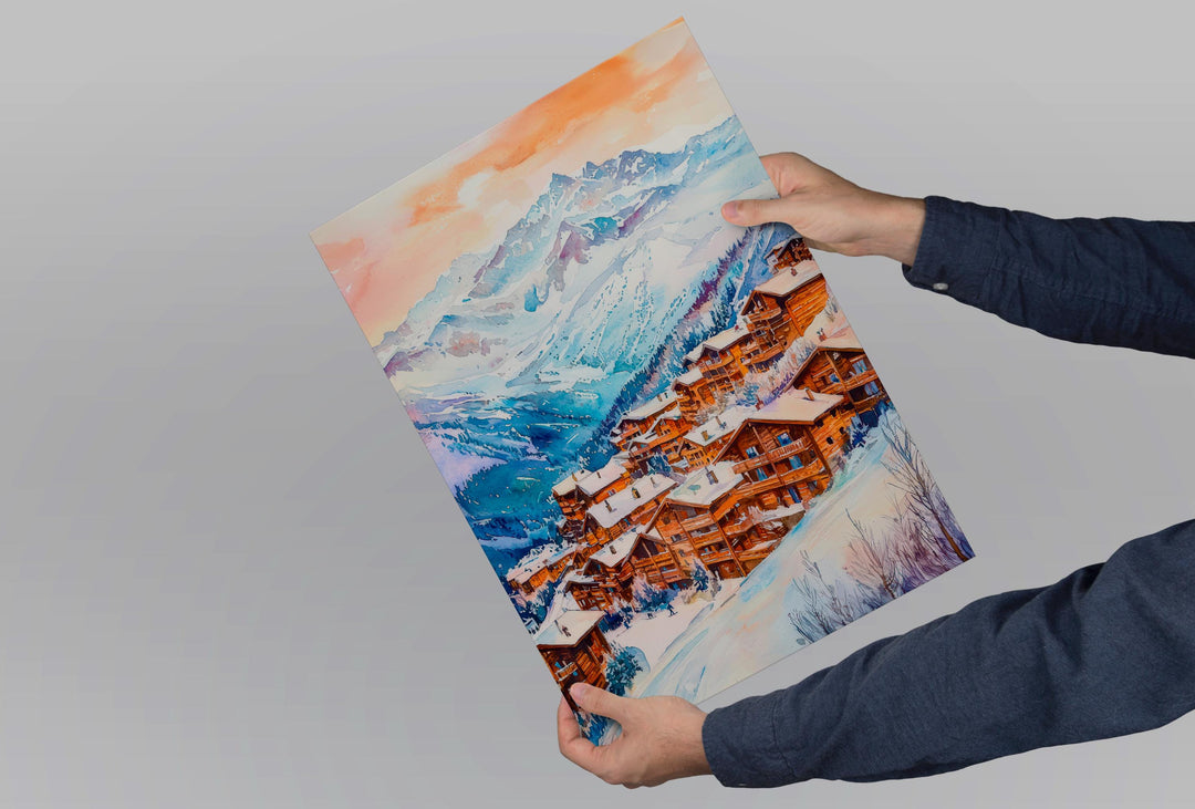 Les Arcs Watercolor Poster Wall Art Les Arcs Wall Hanging Home Décor Les Arcs Gift Art Lovers France Wall Art