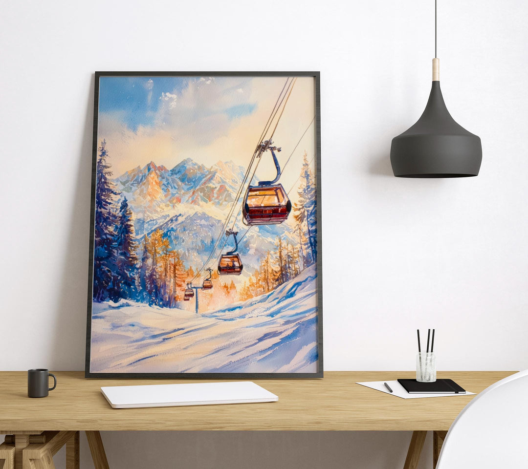 La Plagne Watercolor Poster Wall Art La Plagne Wall Hanging Home Décor La Plagne Gift Art Lovers France Wall Art