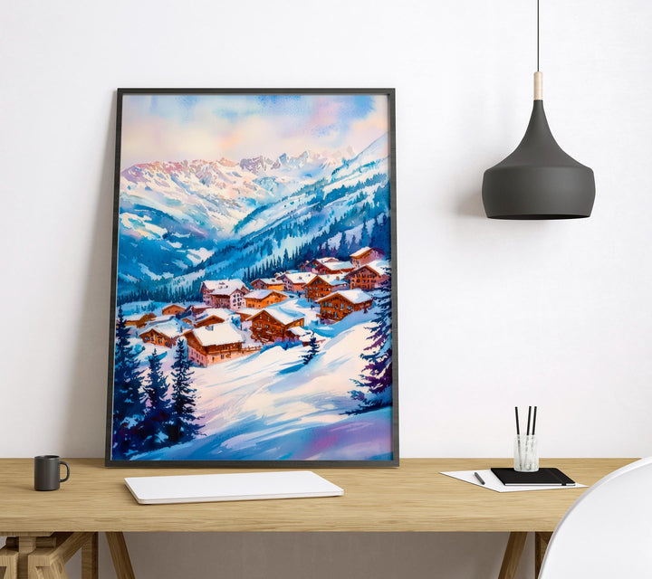 La Plagne Watercolor Poster Wall Art La Plagne Wall Hanging Home Décor La Plagne Gift Art Lovers France Wall Art