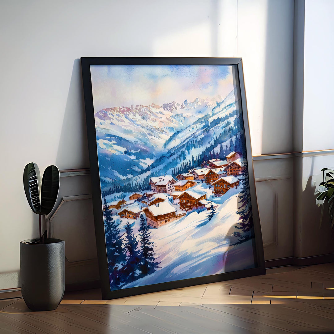 La Plagne Watercolor Poster Wall Art La Plagne Wall Hanging Home Décor La Plagne Gift Art Lovers France Wall Art