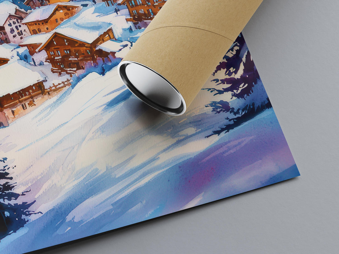 La Plagne Watercolor Poster Wall Art La Plagne Wall Hanging Home Décor La Plagne Gift Art Lovers France Wall Art