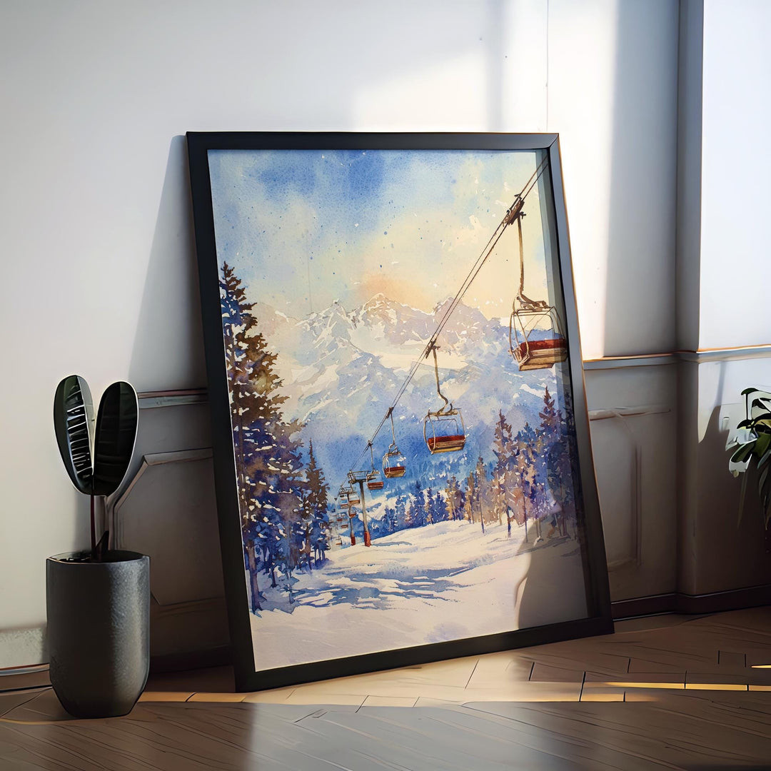 La Plagne Watercolor Poster Wall Art La Plagne Wall Hanging Home Décor La Plagne Gift Art Lovers France Wall Art