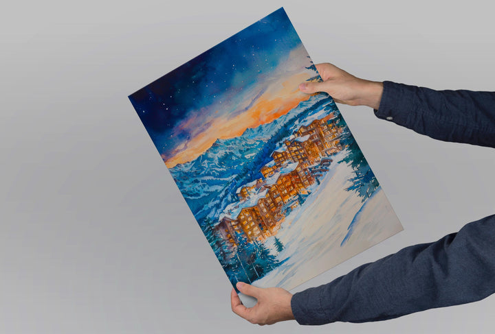 Avoriaz Watercolor Poster Wall Art Avoriaz Wall Hanging Home Décor Avoriaz Gift Art Lovers France Wall Art