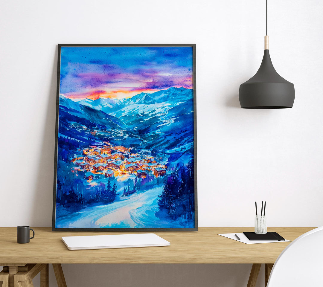 Alpe d'Huez Watercolor Poster Wall Art Alpe d'Huez Wall Hanging Home Décor Alpe d'Huez Gift Art Lovers France Wall Art