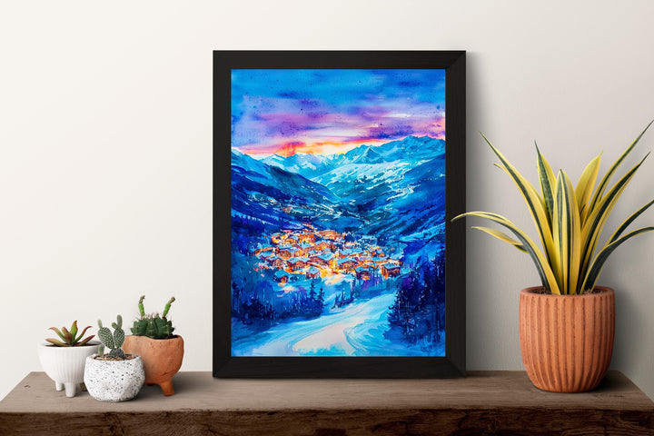 Alpe d'Huez Watercolor Poster Wall Art Alpe d'Huez Wall Hanging Home Décor Alpe d'Huez Gift Art Lovers France Wall Art