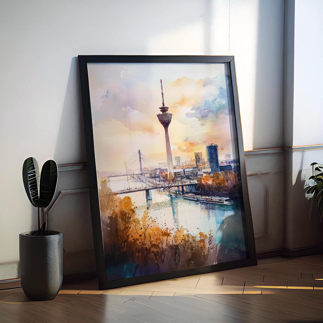 Dusseldorf Watercolor Poster Wall Art Dusseldorf Wall Hanging Home Décor Dusseldorf Gift Art Lovers Germany Wall Art