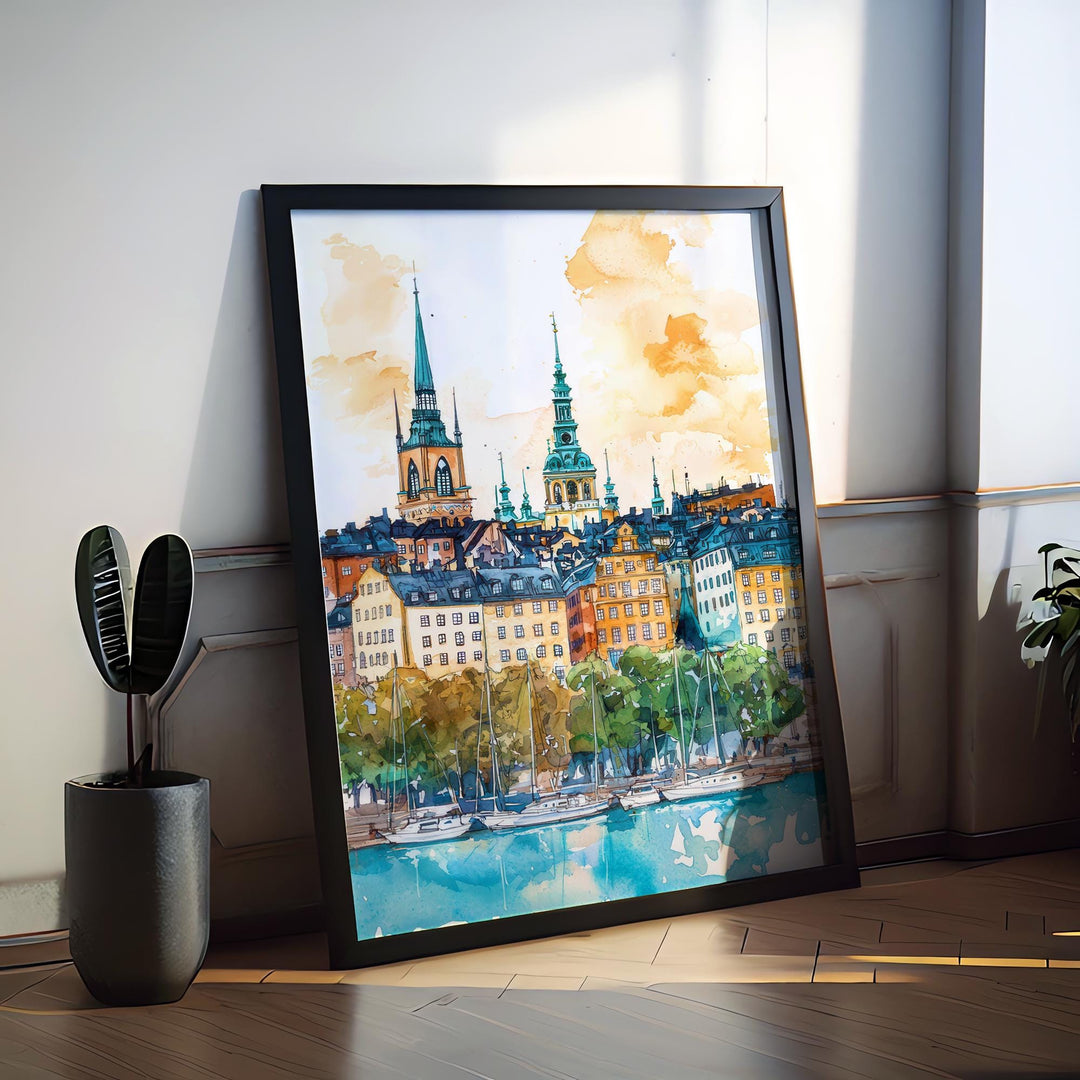 Stockholm Watercolor Poster Wall Art Stockholm Wall Hanging Home Décor Stockholm Gift Art Lovers Sweden Wall Art