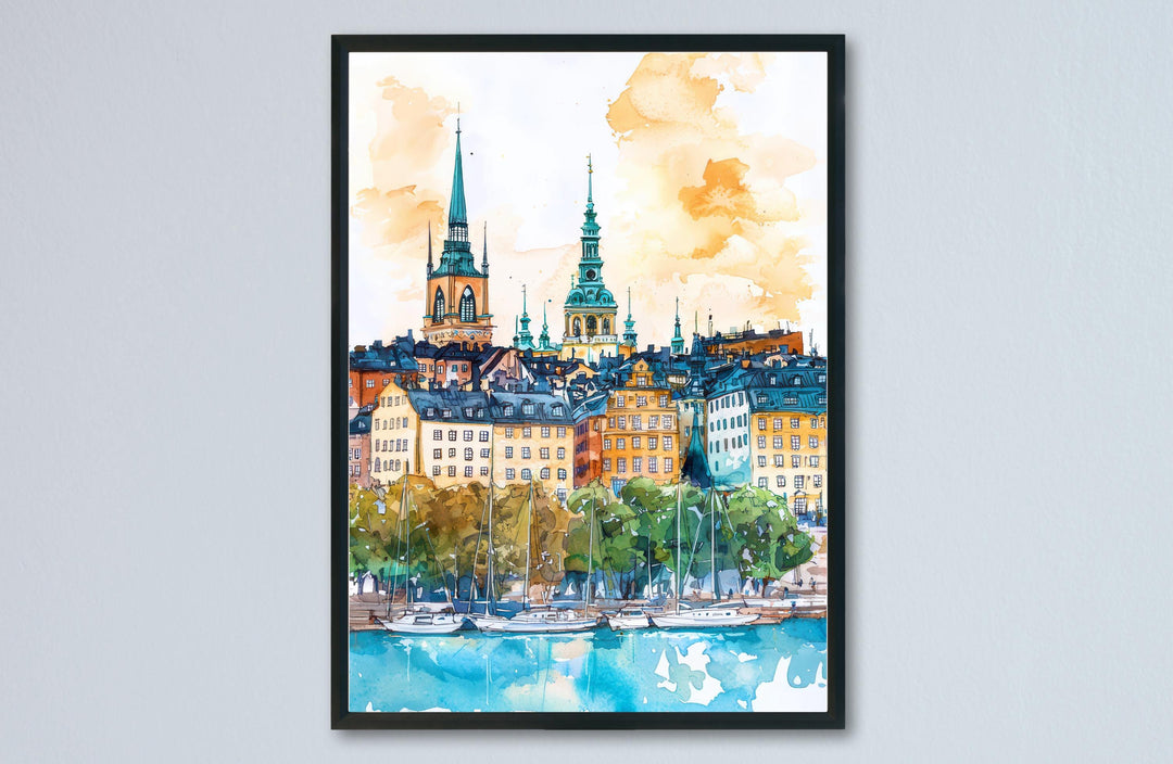 Stockholm Watercolor Poster Wall Art Stockholm Wall Hanging Home Décor Stockholm Gift Art Lovers Sweden Wall Art