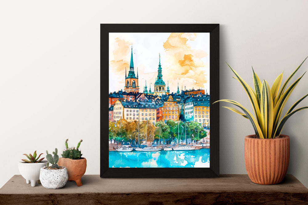 Stockholm Watercolor Poster Wall Art Stockholm Wall Hanging Home Décor Stockholm Gift Art Lovers Sweden Wall Art