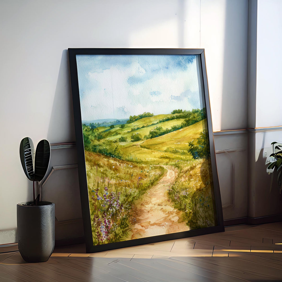 Surrey Hills Watercolor Poster Wall Art Surrey Hills Wall Hanging Home Décor Surrey Hills Gift Art Lovers United Kingdom Wall Art