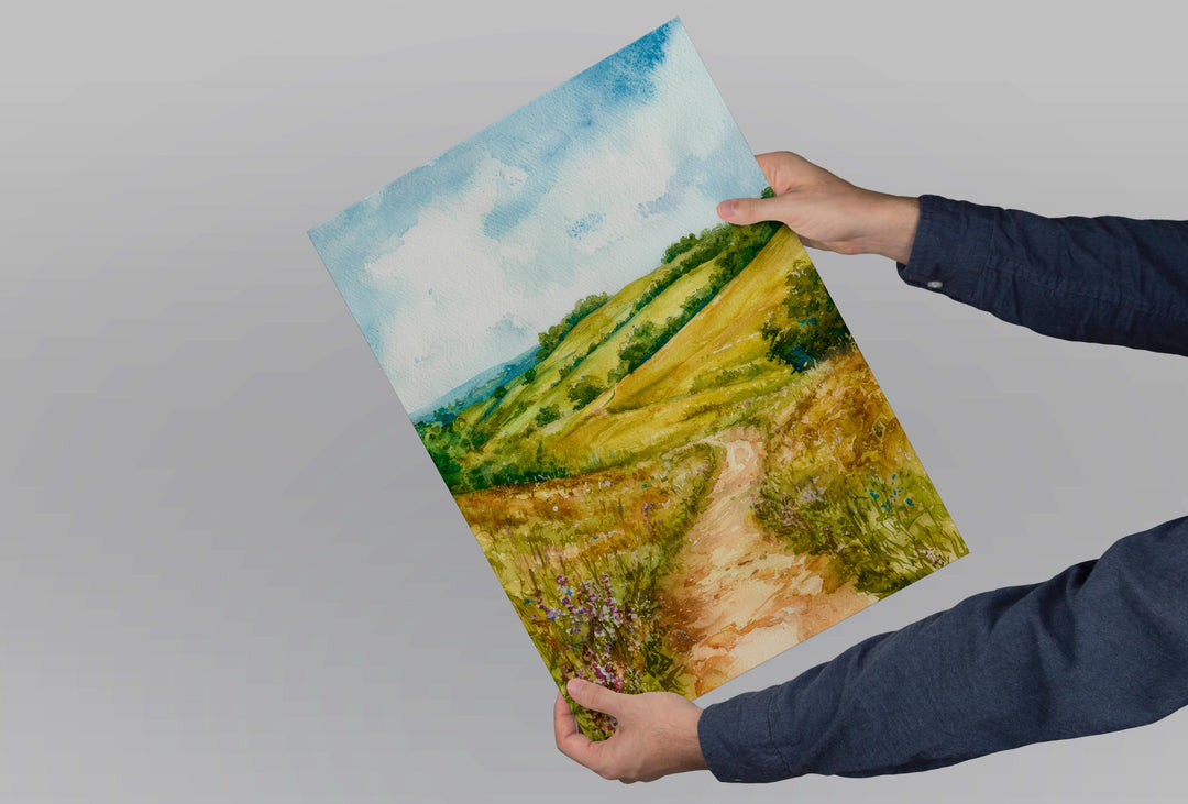 Surrey Hills Watercolor Poster Wall Art Surrey Hills Wall Hanging Home Décor Surrey Hills Gift Art Lovers United Kingdom Wall Art