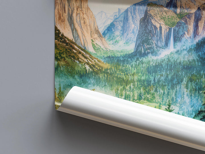 Yosemite Valley Watercolor Poster Wall Art Yosemite Valley Wall Hanging Home Décor Yosemite Valley Gift Art Lovers United States Wall Art