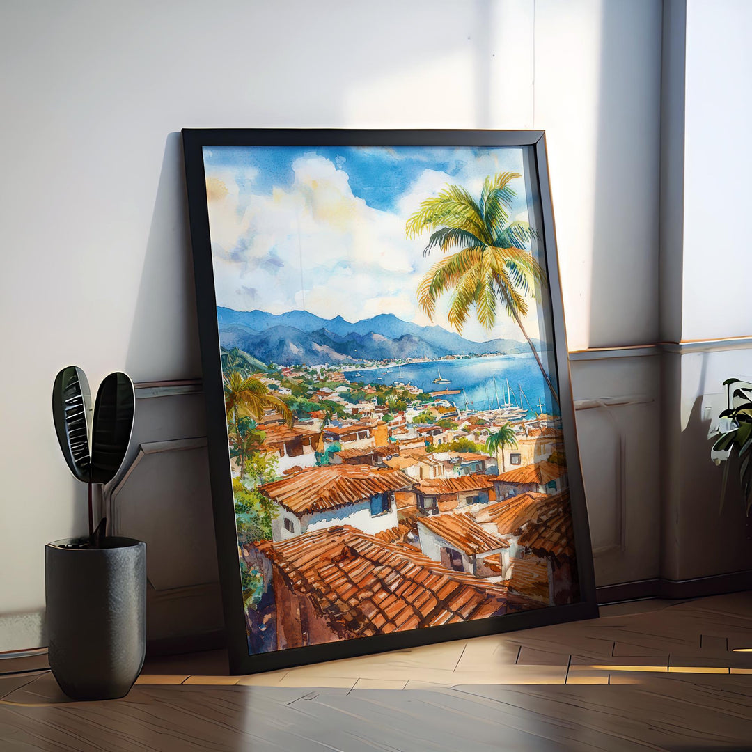 Puerto Vallarta Watercolor Poster Wall Art Puerto Vallarta Wall Hanging Home Décor Puerto Vallarta Gift Art Lovers Mexico Wall Art