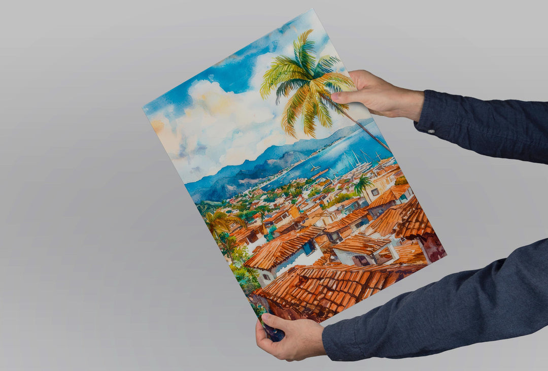 Puerto Vallarta Watercolor Poster Wall Art Puerto Vallarta Wall Hanging Home Décor Puerto Vallarta Gift Art Lovers Mexico Wall Art
