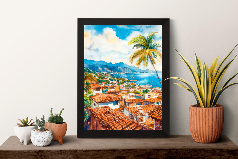 Puerto Vallarta Watercolor Poster Wall Art Puerto Vallarta Wall Hanging Home Décor Puerto Vallarta Gift Art Lovers Mexico Wall Art