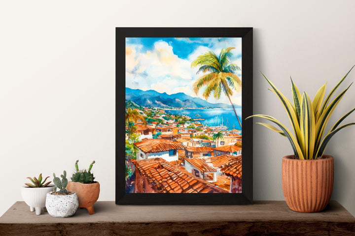 Puerto Vallarta Watercolor Poster Wall Art Puerto Vallarta Wall Hanging Home Décor Puerto Vallarta Gift Art Lovers Mexico Wall Art