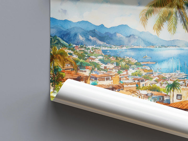 Puerto Vallarta Watercolor Poster Wall Art Puerto Vallarta Wall Hanging Home Décor Puerto Vallarta Gift Art Lovers Mexico Wall Art