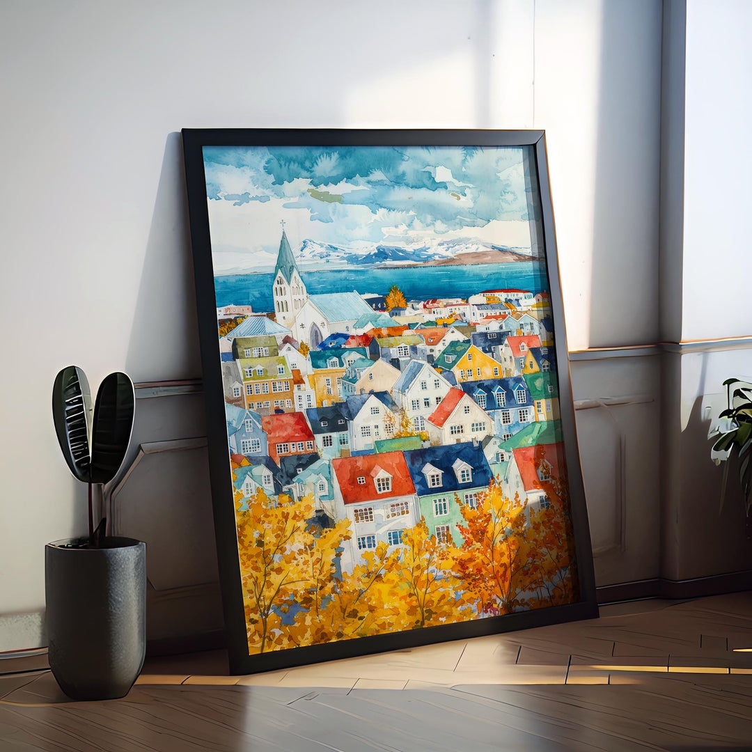 Reykjavik Watercolor Poster Wall Art Reykjavik Wall Hanging Home Décor Reykjavik Gift Art Lovers Iceland Wall Art
