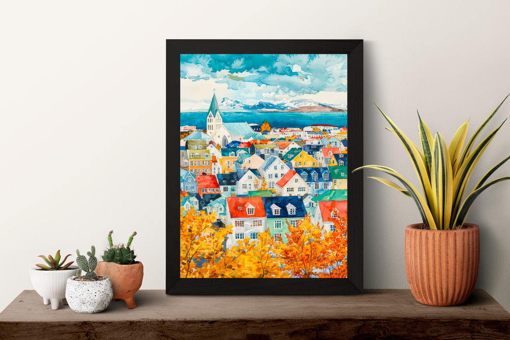 Reykjavik Watercolor Poster Wall Art Reykjavik Wall Hanging Home Décor Reykjavik Gift Art Lovers Iceland Wall Art