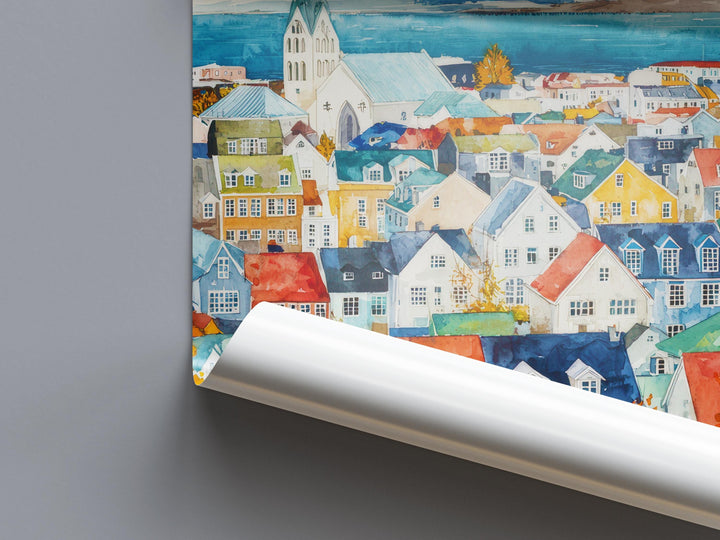 Reykjavik Watercolor Poster Wall Art Reykjavik Wall Hanging Home Décor Reykjavik Gift Art Lovers Iceland Wall Art