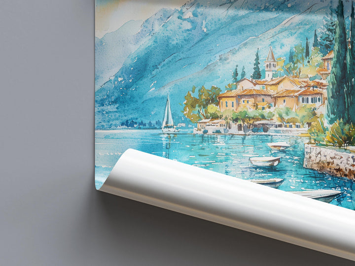 Lake Garda Watercolor Poster Wall Art Lake Garda Wall Hanging Home Décor Lake Garda Gift Art Lovers Italy Wall Art