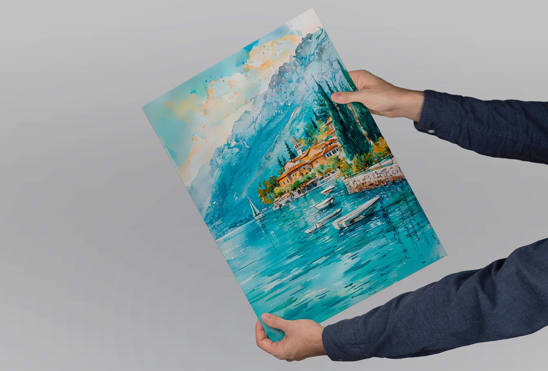 Lake Garda Watercolor Poster Wall Art Lake Garda Wall Hanging Home Décor Lake Garda Gift Art Lovers Italy Wall Art