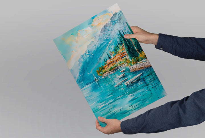 Lake Garda Watercolor Poster Wall Art Lake Garda Wall Hanging Home Décor Lake Garda Gift Art Lovers Italy Wall Art