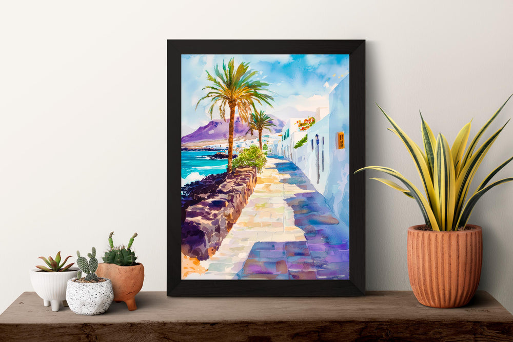Lanzarote Watercolor Poster Wall Art Lanzarote Wall Hanging Home Décor Lanzarote Gift Art Lovers Spain Wall Art