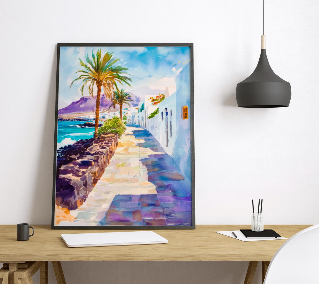 Lanzarote Watercolor Poster Wall Art Lanzarote Wall Hanging Home Décor Lanzarote Gift Art Lovers Spain Wall Art