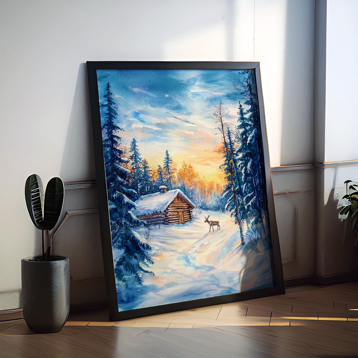 Lapland Watercolor Poster Wall Art Lapland Wall Hanging Home Décor Lapland Gift Art Lovers Finland Wall Art