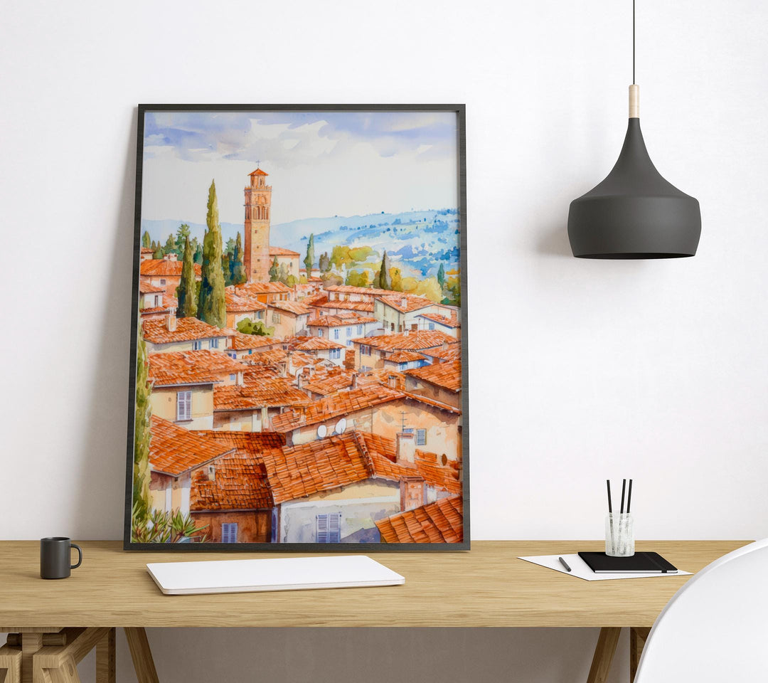 Lucca Watercolor Poster Wall Art Lucca Wall Hanging Home Décor Lucca Gift Art Lovers Italy Wall Art