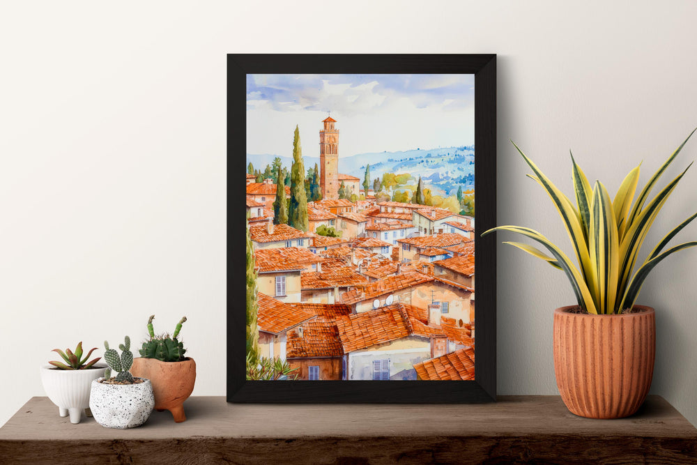Lucca Watercolor Poster Wall Art Lucca Wall Hanging Home Décor Lucca Gift Art Lovers Italy Wall Art