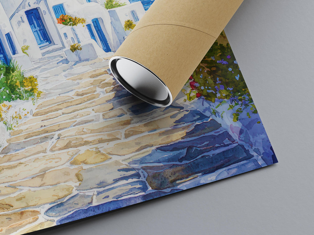 Mykonos Watercolor Poster Wall Art Mykonos Wall Hanging Home Décor Mykonos Gift Art Lovers Greece Wall Art
