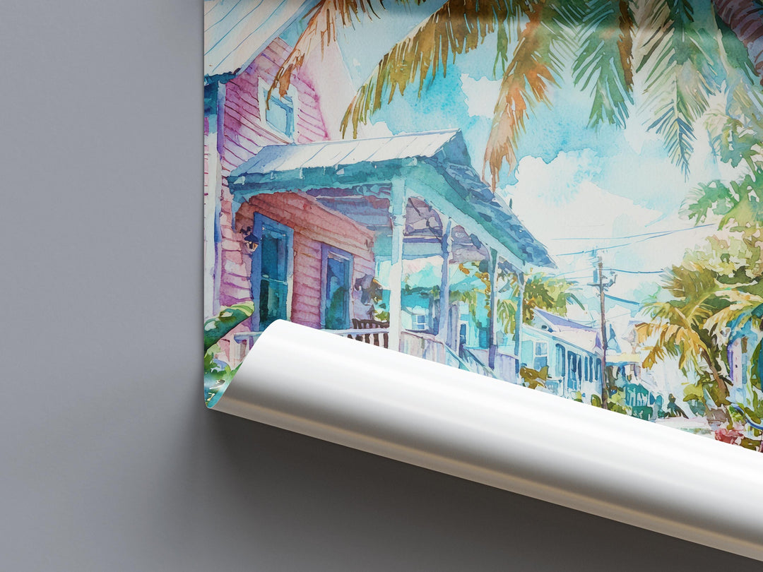 Key West Watercolor Poster Wall Art Key West Wall Hanging Home Décor Key West Gift Art Lovers United States Wall Art
