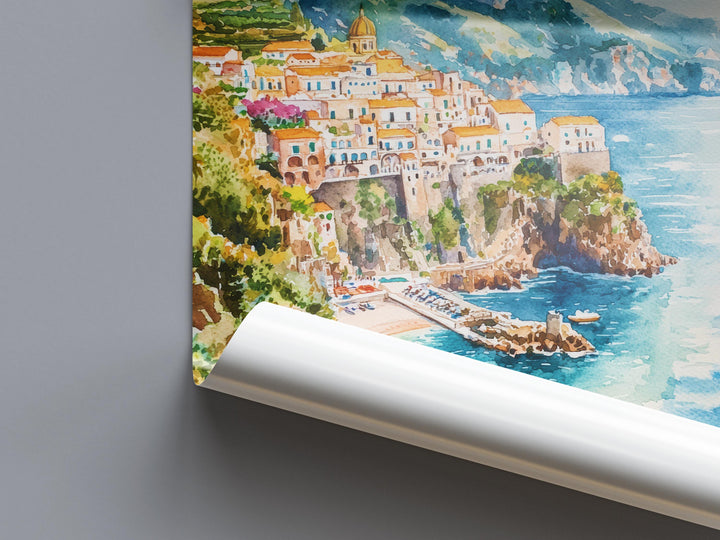 Amalfi Watercolor Poster Wall Art Amalfi Wall Hanging Home Décor Amalfi Gift Art Lovers Italy Wall Art