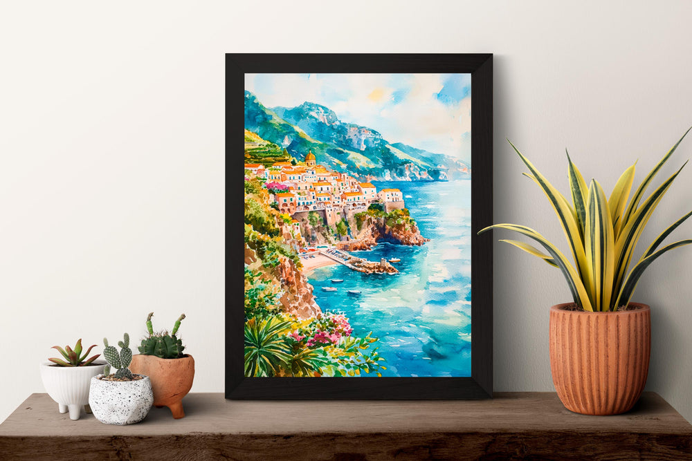 Amalfi Watercolor Poster Wall Art Amalfi Wall Hanging Home Décor Amalfi Gift Art Lovers Italy Wall Art