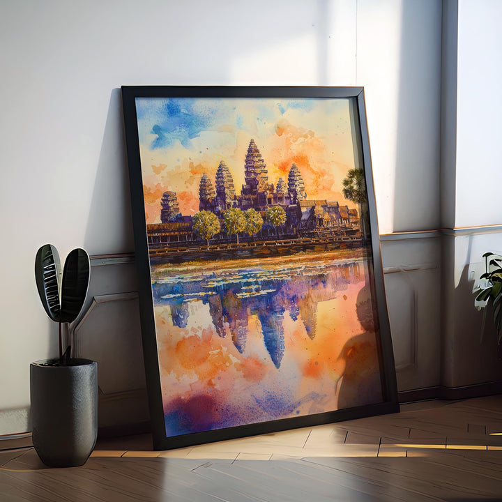 Angkor Wat Watercolor Poster Wall Art Angkor Wat Wall Hanging Home Décor Angkor Wat Gift Art Lovers Cambodia Wall Art