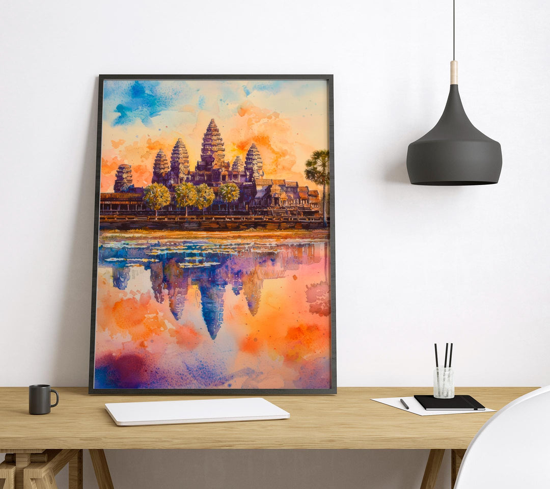 Angkor Wat Watercolor Poster Wall Art Angkor Wat Wall Hanging Home Décor Angkor Wat Gift Art Lovers Cambodia Wall Art