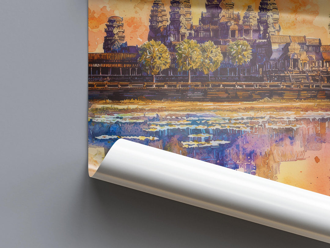 Angkor Wat Watercolor Poster Wall Art Angkor Wat Wall Hanging Home Décor Angkor Wat Gift Art Lovers Cambodia Wall Art