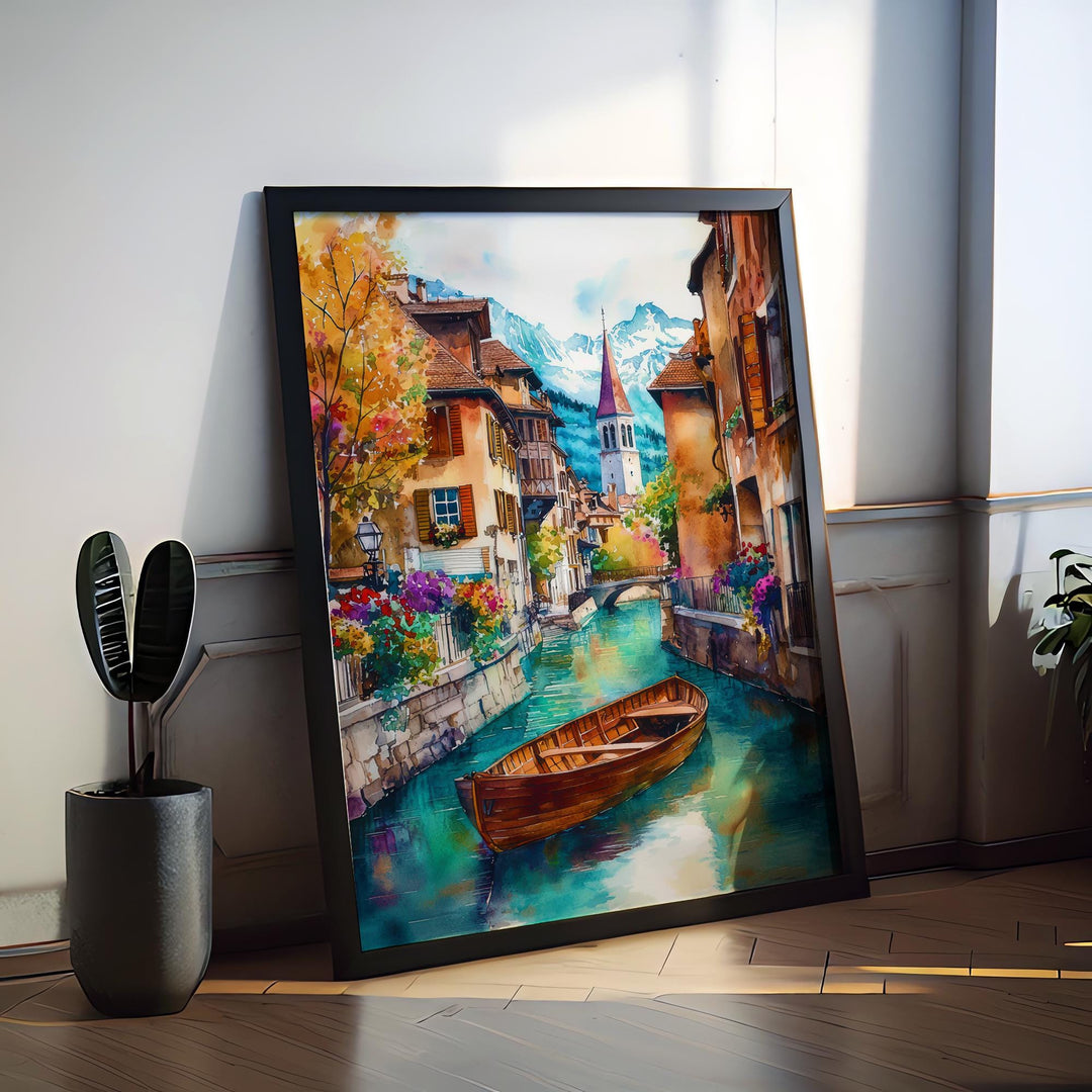 Annecy Watercolor Poster Wall Art Annecy Wall Hanging Home Décor Annecy Gift Art Lovers France Wall Art