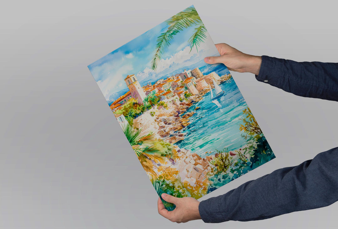 Antibes Watercolor Poster Wall Art Antibes Wall Hanging Home Décor Antibes Gift Art Lovers France Wall Art